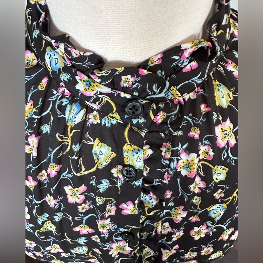 Who What Wear Floral Maxi Dress Scandi Boho Prairie Ruffles Sleeveless Tie Waist - Picture 5 of 12